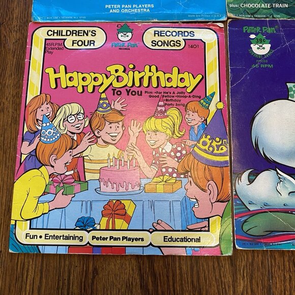 Vintage Children's 7" Records Lot Of 6 Peter Pan Birthday Rabbit Lollipop Firema - Picture 2 of 10